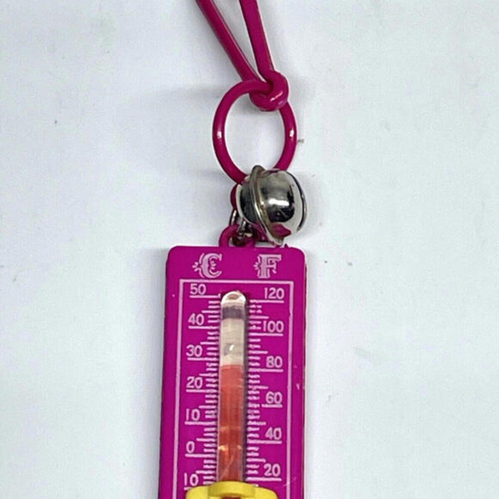 1980s Pink Thermometer Plastic Bell Charm Bracelet Necklace‎ Vintage